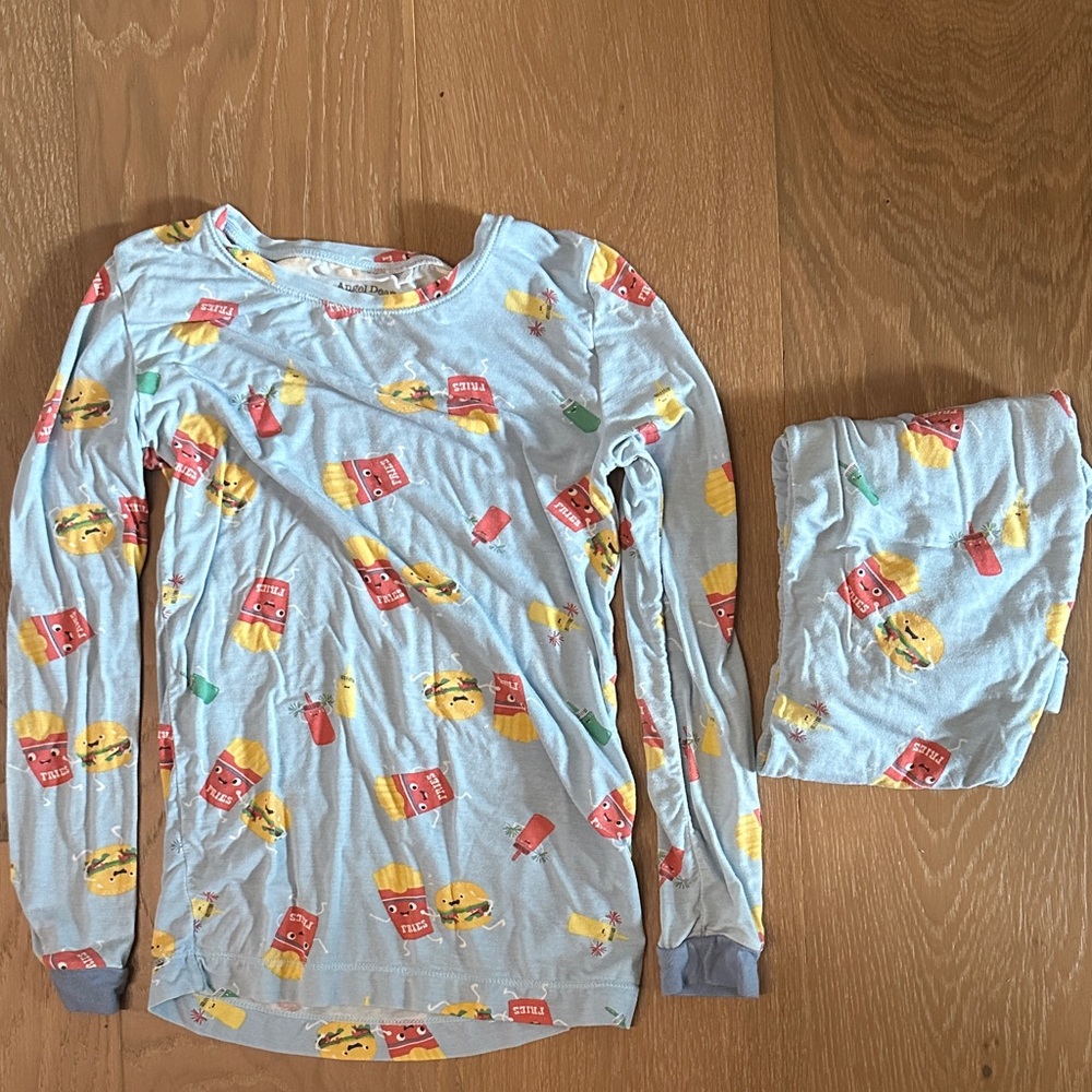 Angel Dear Kids Pajama Set - Light Blue with Red and Yellow Accents